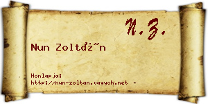 Nun Zoltán névjegykártya