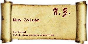 Nun Zoltán névjegykártya